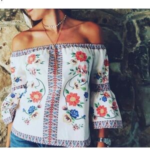 Floral Off-Shoulder Top - White